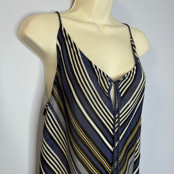 Escada Silk Knit Chevron Striped Top Tie Front Sleveeless Minimalist Womens 44 L - Picture 2 of 11